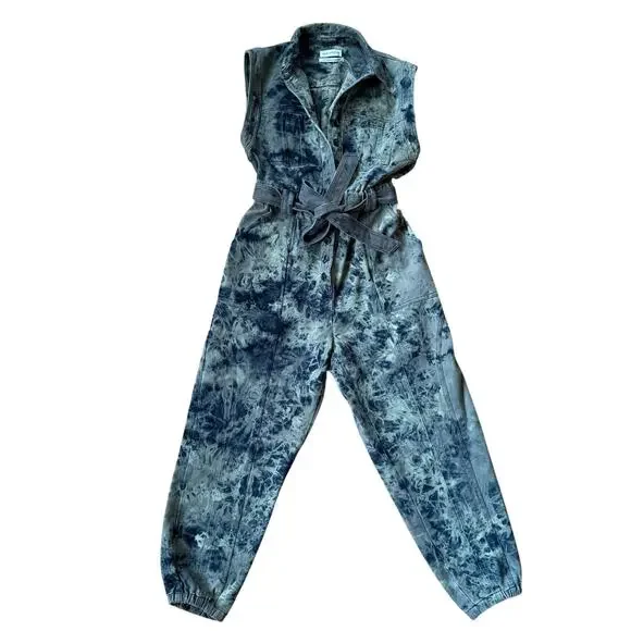 Urban Outfitters Blue Sydney Tie Dye Utility Sleeveless Jumpsuit Size Small